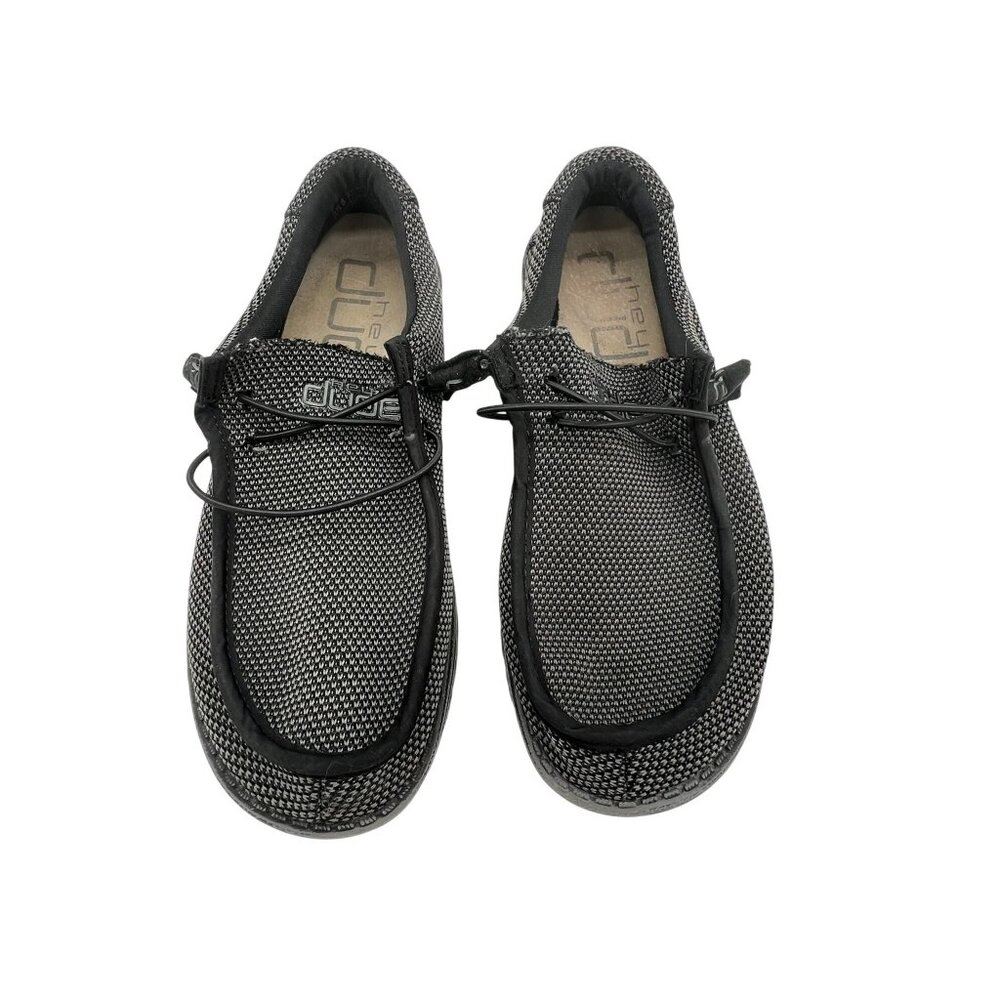 Hey Dude Mens Wally Sport Fashion Sneakers Size 8 Black Mesh Lace Up Casual